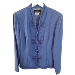 Donna Morgan empire blue stitched detailing button blazer size 10